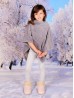 Kids Soft Faux Fur Poncho W/  Diagonal Pattern and Faux Fur Neckline (3-7 Years Old) 